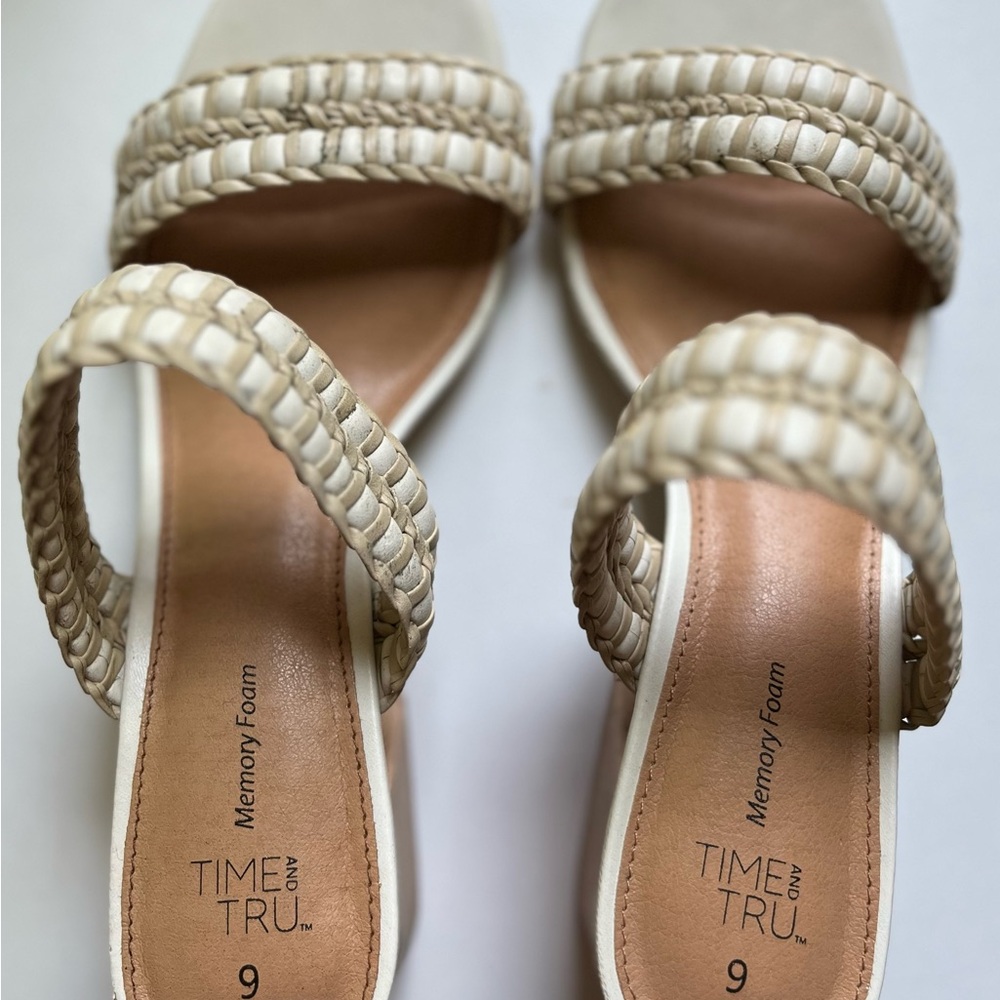 Time and Tru Cream Braided Sandals